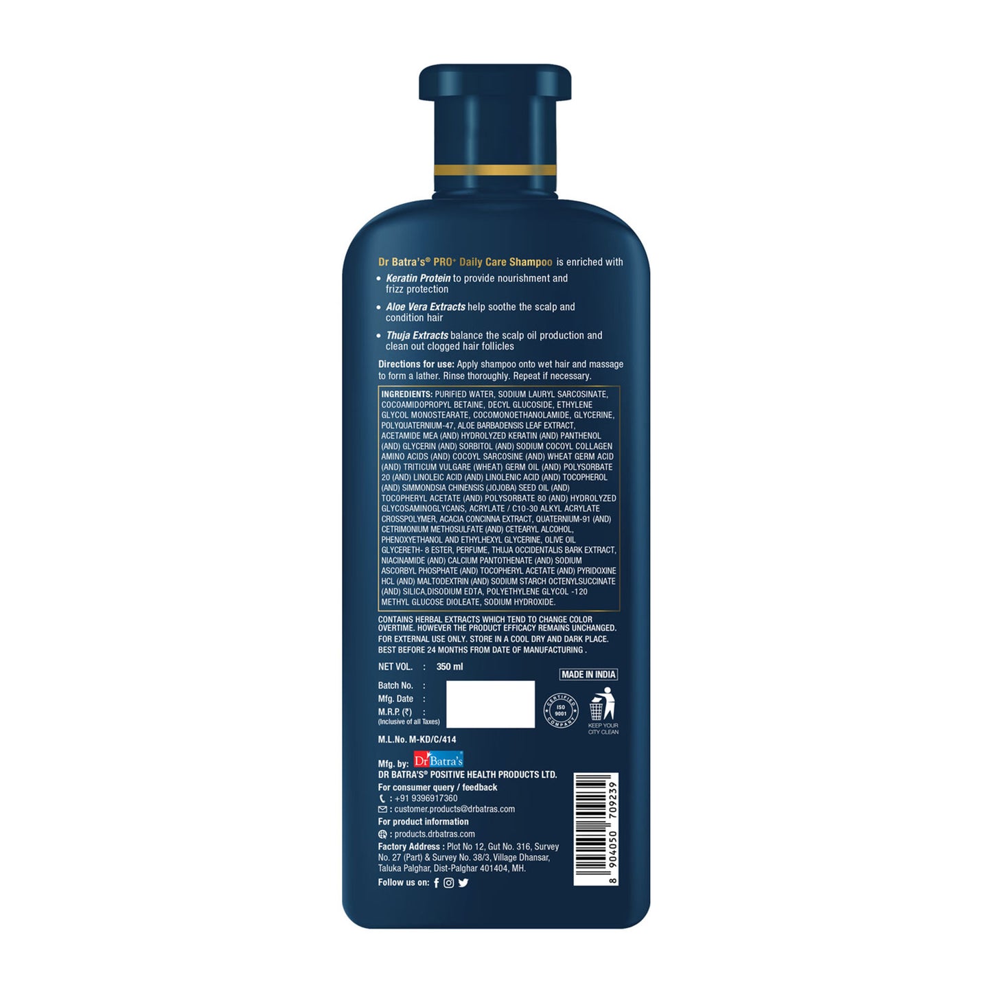 Dr Batra's PRO+ Daily Care Shampoo with Keratin Protien Daily Care Shampoo (Pack of 1)