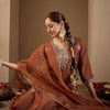 Dhiyona IE Women Ethnic Motifs Embroidered Regular Liva Kurta with Trousers & With Dupatta