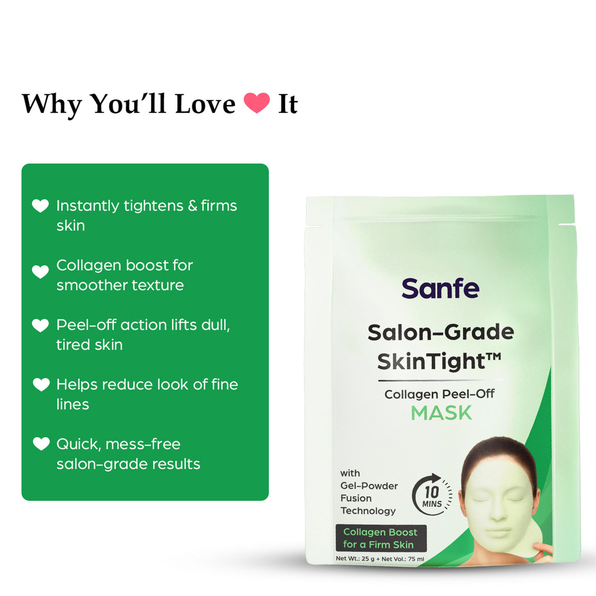 Sanfe Salon Grade Skintight Collagen Peel Off Mask