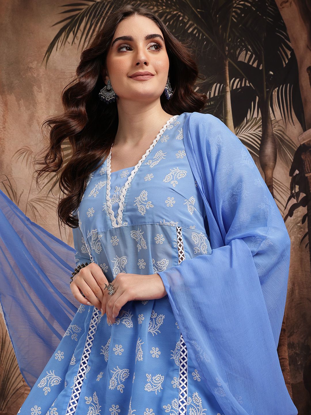 Indyancart SN Women's Embroidered Kurta with Sharara & Dupatta