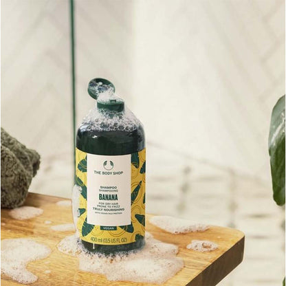 The Body Shop Banana Nourishing Shampoo, Repairs Frizz, Organic Banana Puree