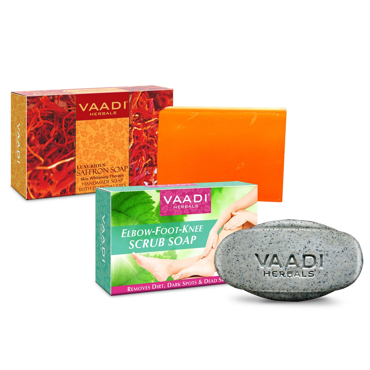 Vaadi Herbals Daily Use Soap Combo (Scrub Soap & Skin Whitening Saffron Soap)