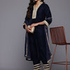 Dhiyona VA Women'sZari & Sequin Embroidered Winter Velvet Kurta with Trousers & Dupatta