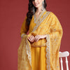 Indyancart IE Ethnic Motifs Yoke Design Zari Kurta With Trousers & Dupatta