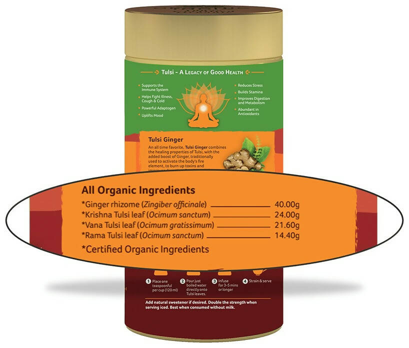 Organic India Tulsi Ginger Green Tea - Indyancart