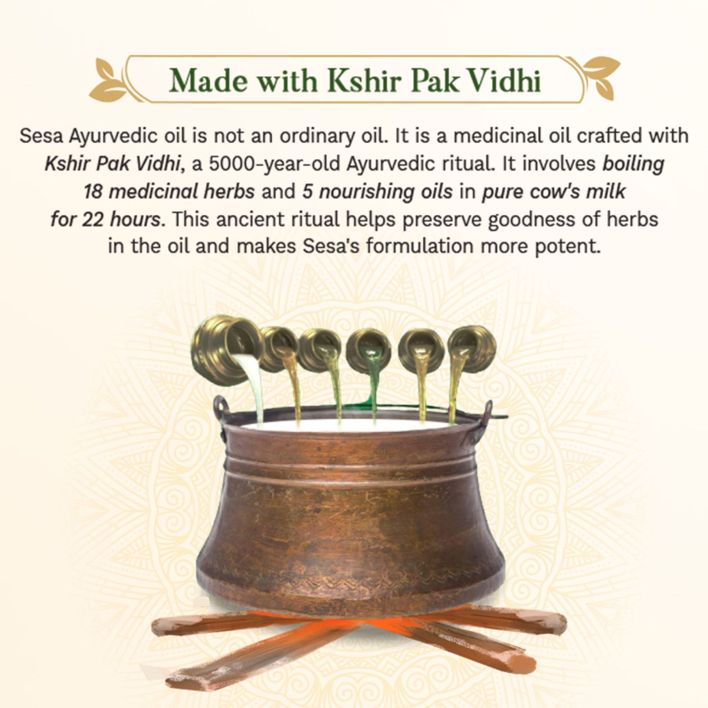 SESA Ayurvedic Hair Oil, 18 Herbs + 5 Oils, Kshir Pak Vidhi reduces Hair Fall & Supports Hair Growth