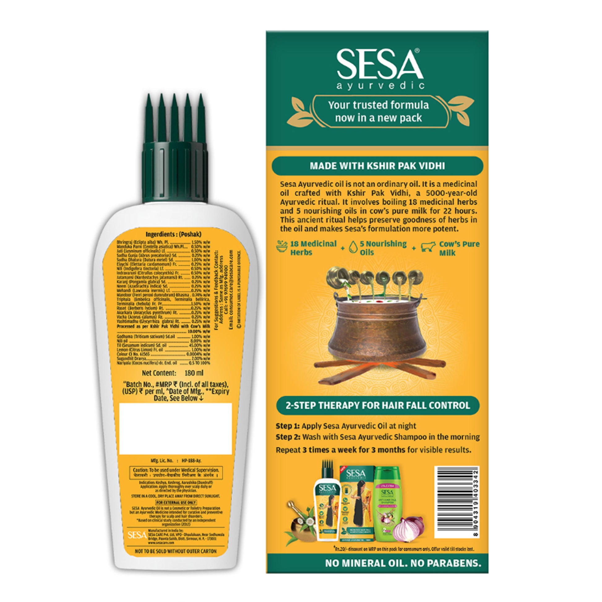 SESA Ayurvedic Hair Oil, 18 Herbs + 5 Oils, Kshir Pak Vidhi reduces Hair Fall & Supports Hair Growth