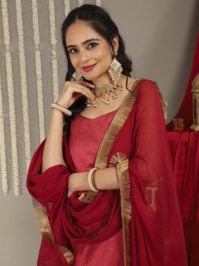 Indyancart VA Women'sWoven Design Kurta with Trousers & Dupatta
