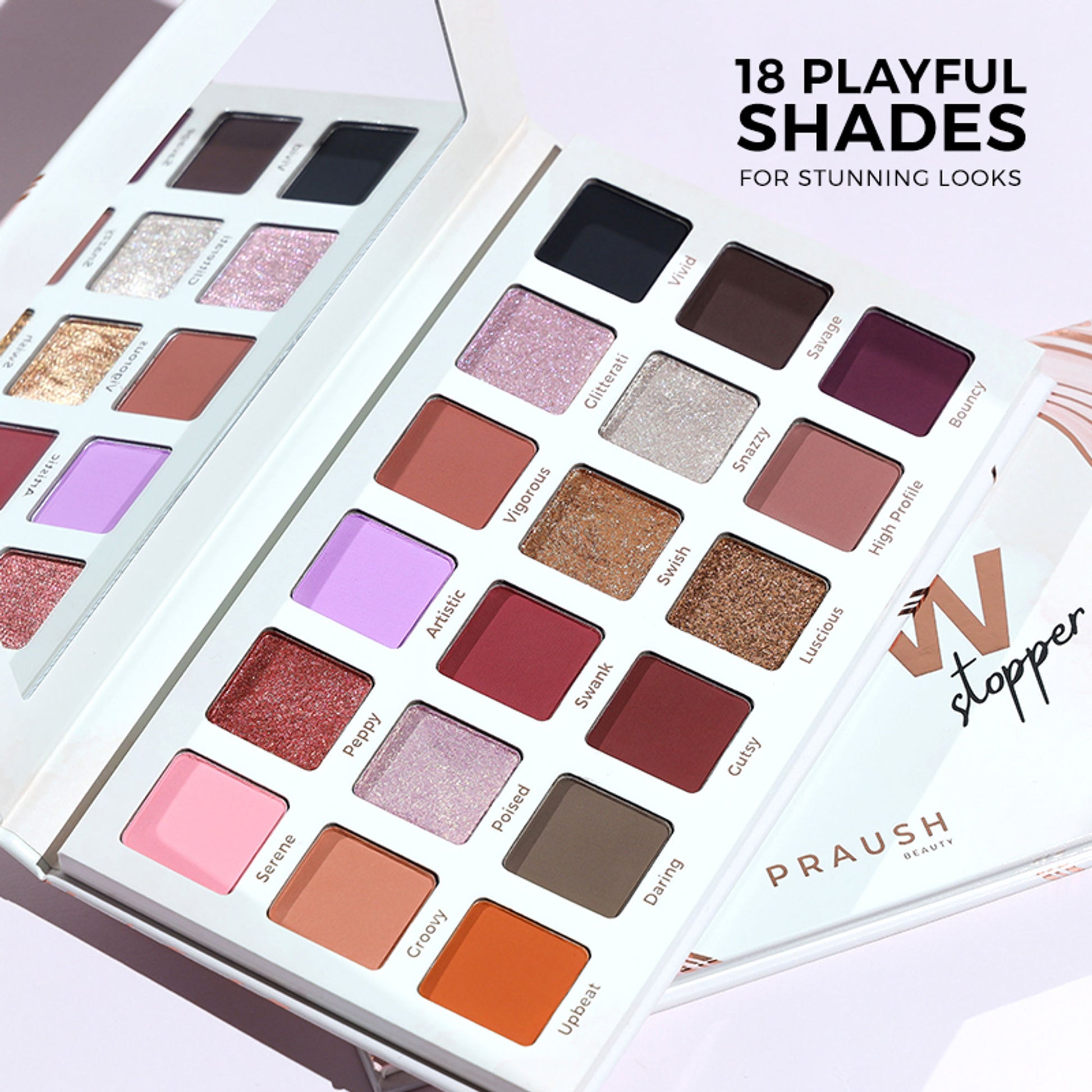Praush Beauty The Showstopper Eyeshadow Palette With 18 Pigmented Shades