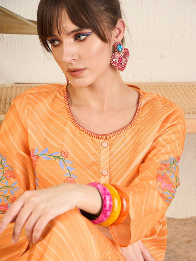 Indyancart IE Floral Printed A-Line Kurti with Trousers