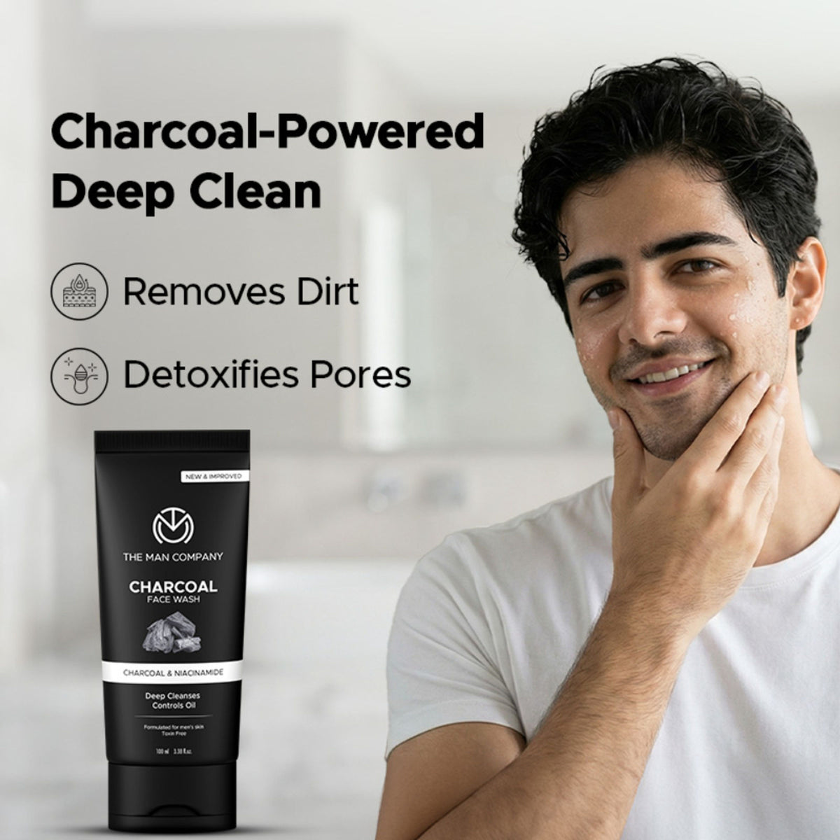The Man Company Charcoal Face Wash For Men with Charcoal & Niacinamide