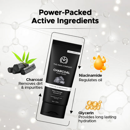 The Man Company Charcoal Face Wash For Men with Charcoal & Niacinamide
