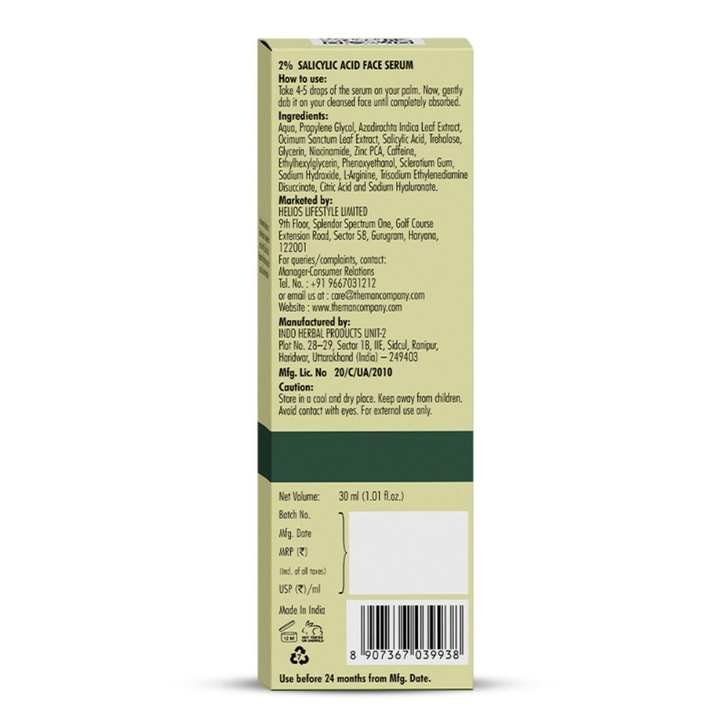 The Man Company 2% Salicylic Acid Face Serum For Man with Niacinamide