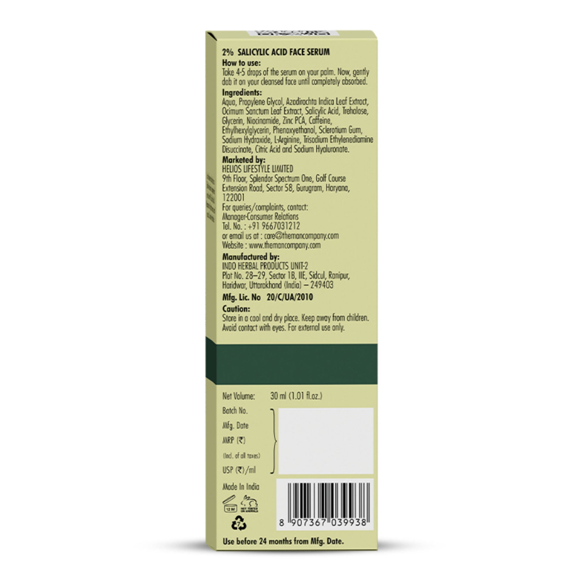 The Man Company 2% Salicylic Acid Face Serum For Man with Niacinamide