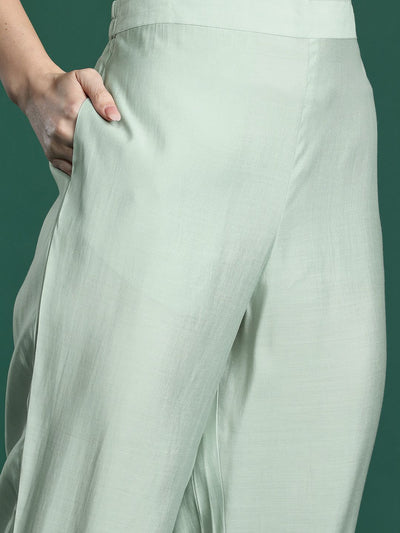 Indyancart IE Floral Embroidered Kurta with Trousers & Dupatta