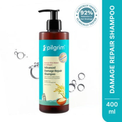 Pilgrim Korean Rice Water & Collagen Advance Damage Repair Shampoo For Dry Frizzy & Damaged Hair