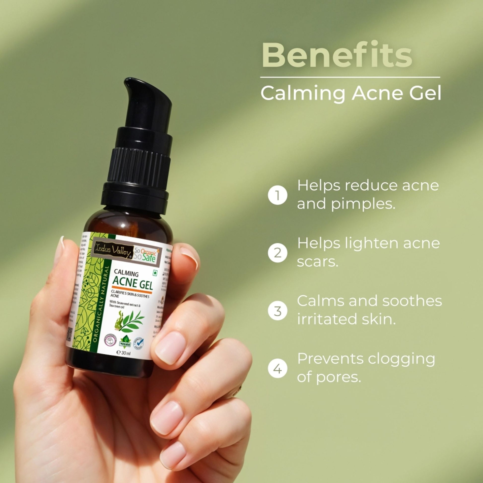 Indus Valley Acne Gel Seaweed & Tea Tree Anti Acne, Oil Control & Soothing