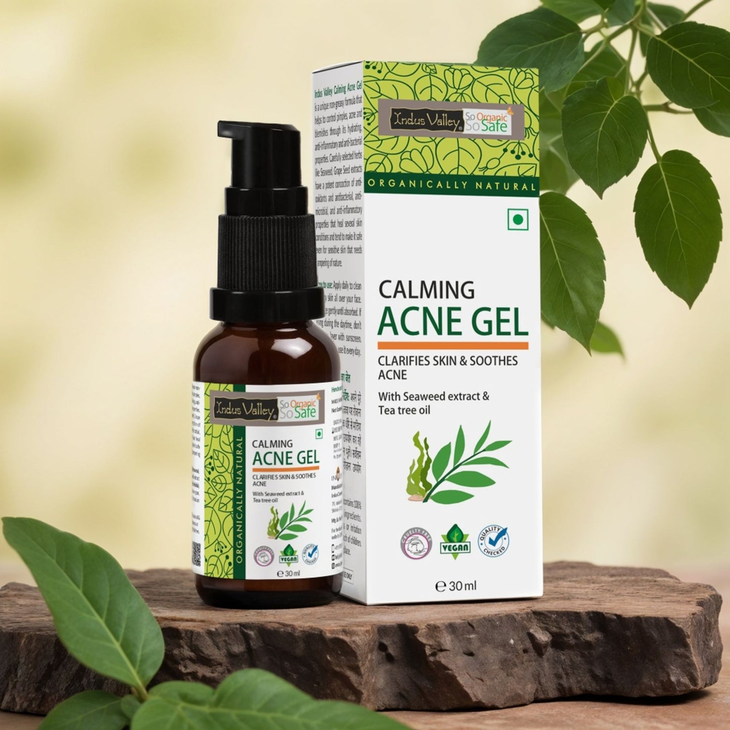 Indus Valley Acne Gel Seaweed & Tea Tree Anti Acne, Oil Control & Soothing