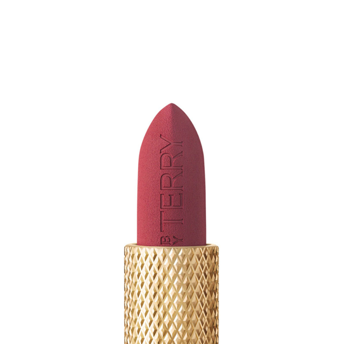 By Terry Rouge Opulent Lipstick in 3.Sweet Romance with a sleek gold tube and the lipstick bullet visible, ready for application.