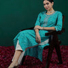 Dhiyona IE Ethnic Motifs Printed Thread Work Cotton Straight Kurta