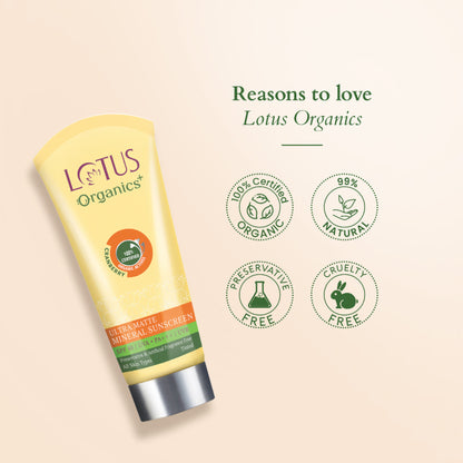 Lotus Organics+ Ultra Matte Mineral Sunscreen SPF 40 PA+++ - 100% Chemical Free