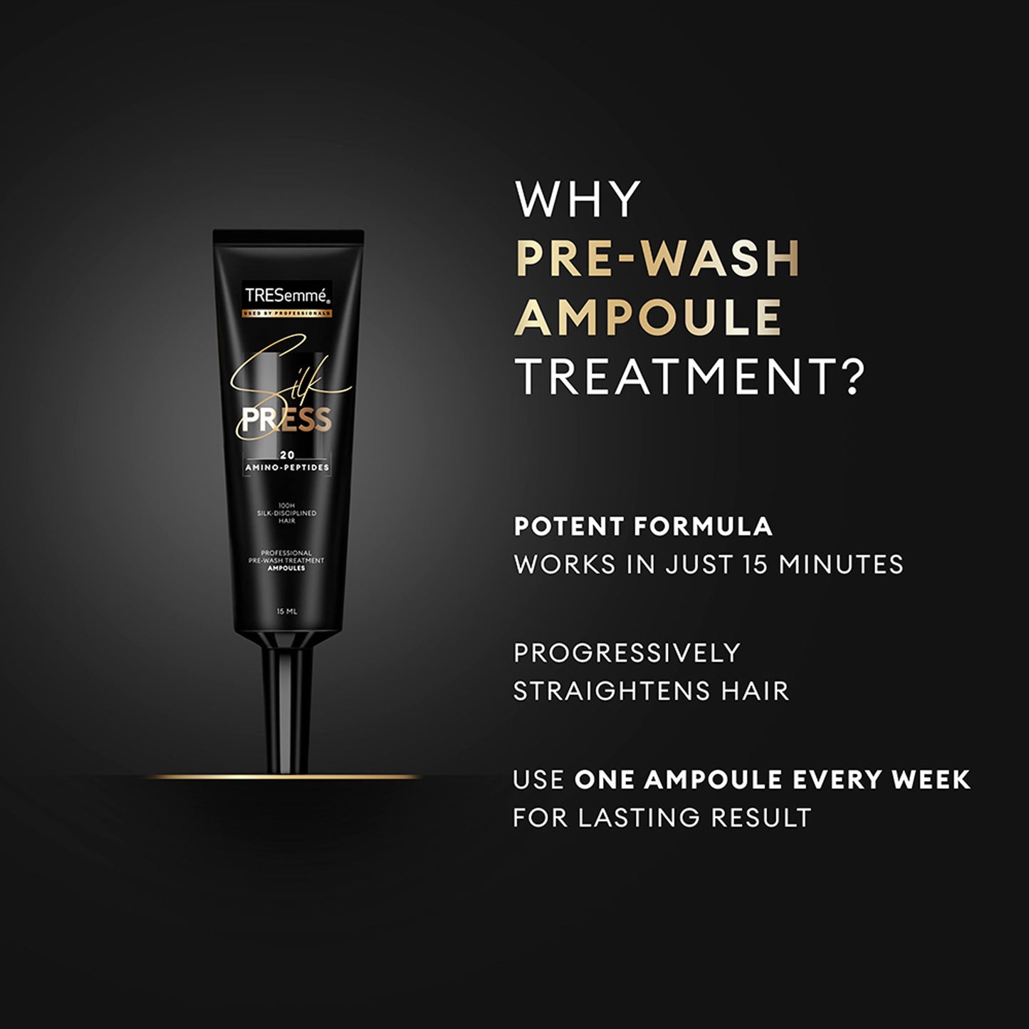 Tresemme Silk Press Pre-Wash Treatment Ampoules Hair Straightening Treatment with Amino Peptides