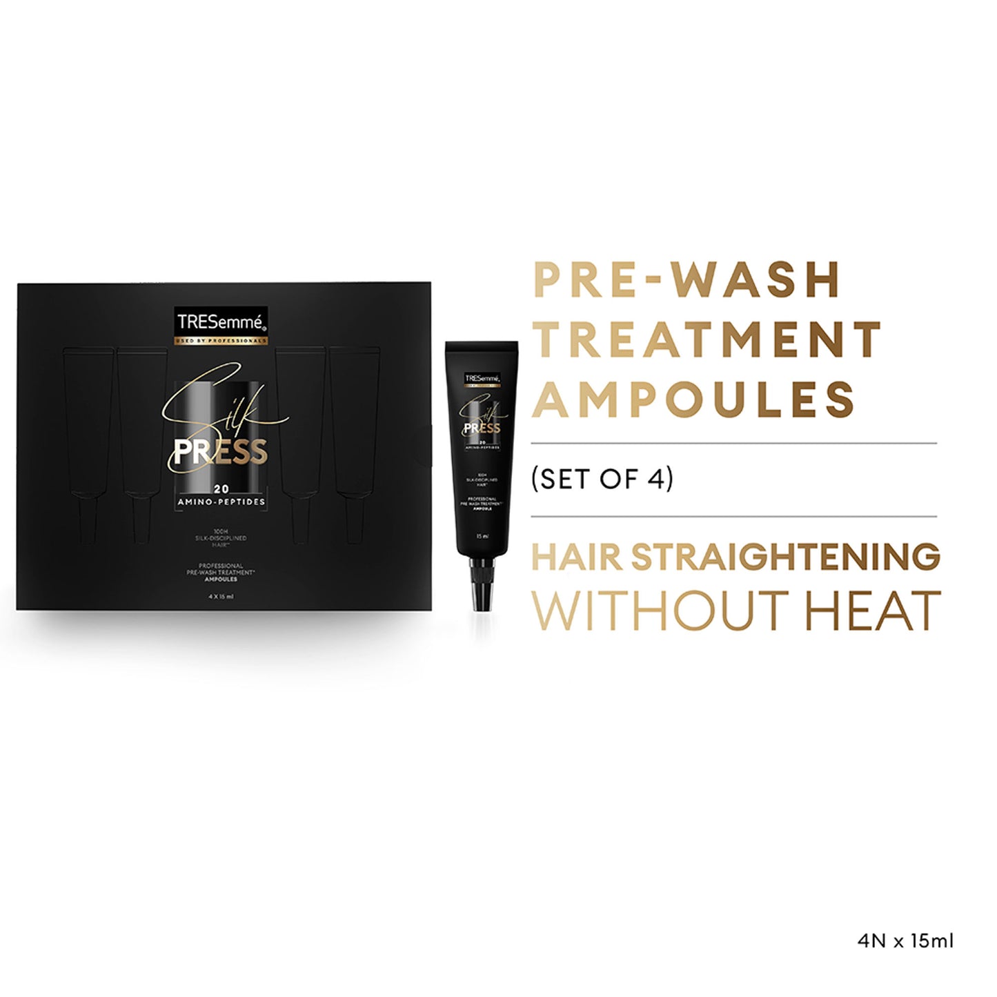 Tresemme Silk Press Pre-Wash Treatment Ampoules Hair Straightening Treatment with Amino Peptides