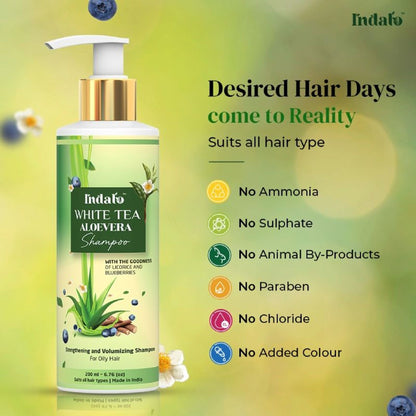 Indalo White Tea Aloe Vera Shampoo For Oily Hair
