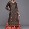 Dhiyona IE Women Ethnic Motifs Foil Printed Straight Cotton Kurtas