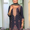 Dhiyona IE Floral Embroidered Round Neck Sequinned Straight Kurta With Palazzos & Dupatta