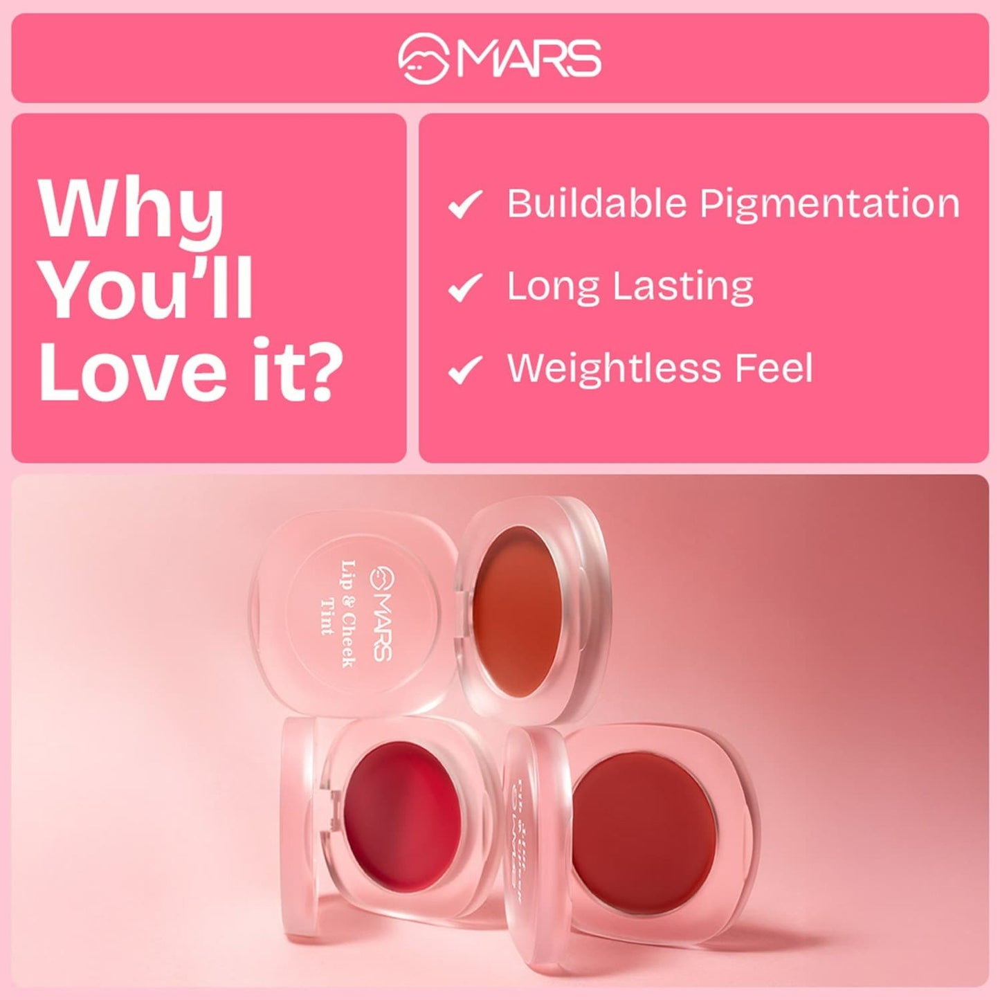 MARS Lip & Cheek Tint for Bold Pop Color - 04-Ruby Red