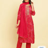 Dhiyona VA Women'sBandhani Printed Regular Chanderi Silk Kurta with Trousers & Dupatta
