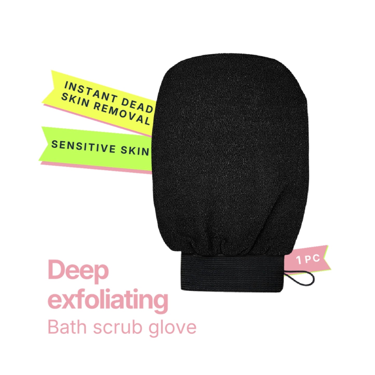 MAKEUP BY SITI Black Exfoliating Bath Gloves For Body & TAN and Dead Skin Remover