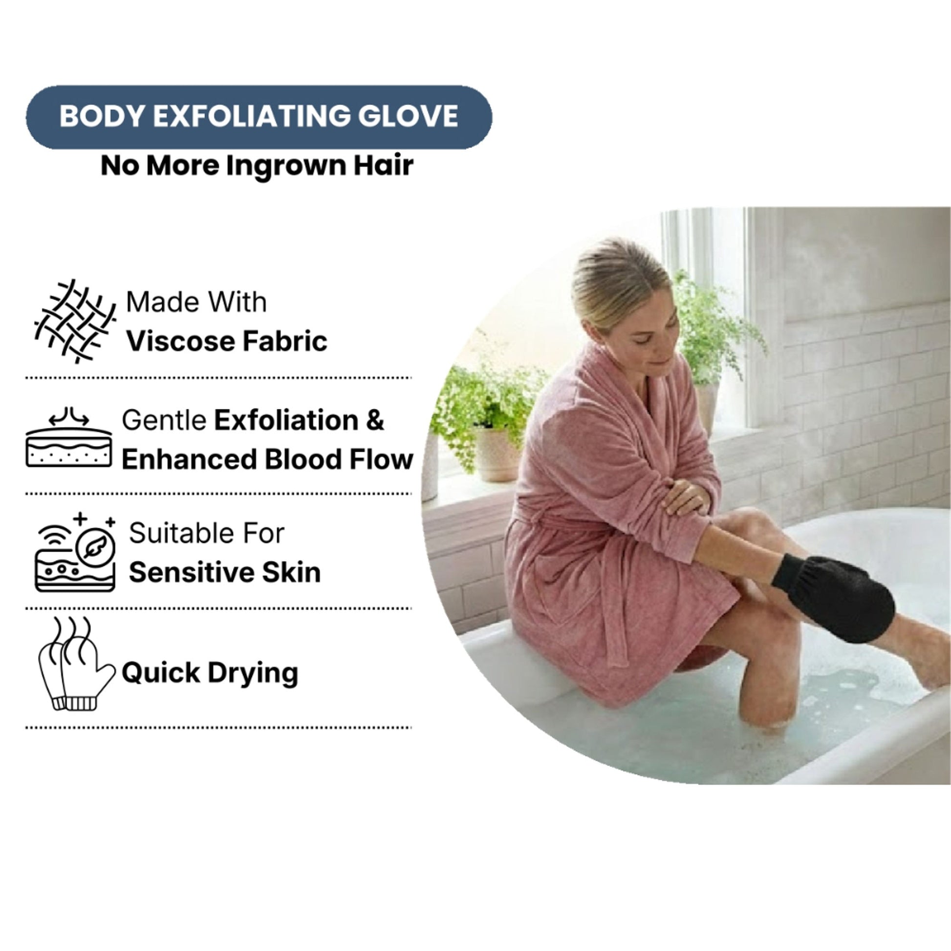 MAKEUP BY SITI Black Exfoliating Bath Gloves For Body & TAN and Dead Skin Remover