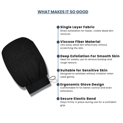 MAKEUP BY SITI Black Exfoliating Bath Gloves For Body & TAN and Dead Skin Remover