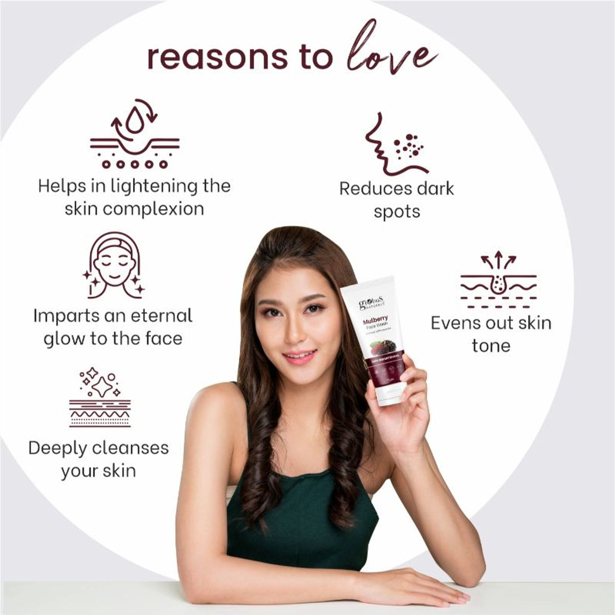 Globus Naturals Skin Brightening Mulberry and Liquorice Face Wash in a pack of 2, with creamy texture and natural ingredients.