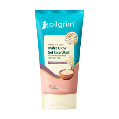Pilgrim Korean Rice Water & 2% Niacinamide Hydra Glow Gel Face Wash Hydrated Glass Glowing Skin