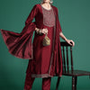 Dhiyona IE Ethnic Motifs Yoke Design Sequinned Kurta with Trousers & Dupatta