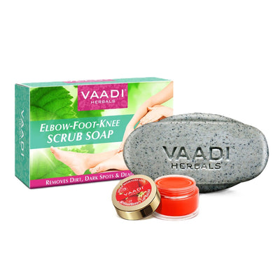 Vaadi Herbals Elbow-Foot-Knee Scrub Soap & Strawberry Lip Balm Combo