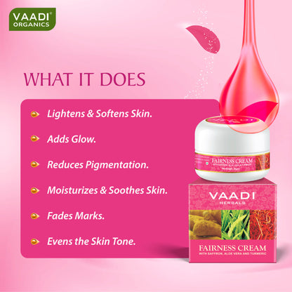 Vaadi Herbals Fairness Cream - Saffron, Aloe Vera & Turmeric Extracts - Pack Of 2