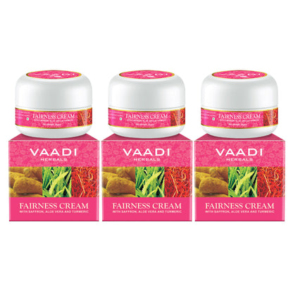 Vaadi Herbals Fairness Cream - Saffron, Aloe Vera & Turmeric Extracts - Pack Of 3