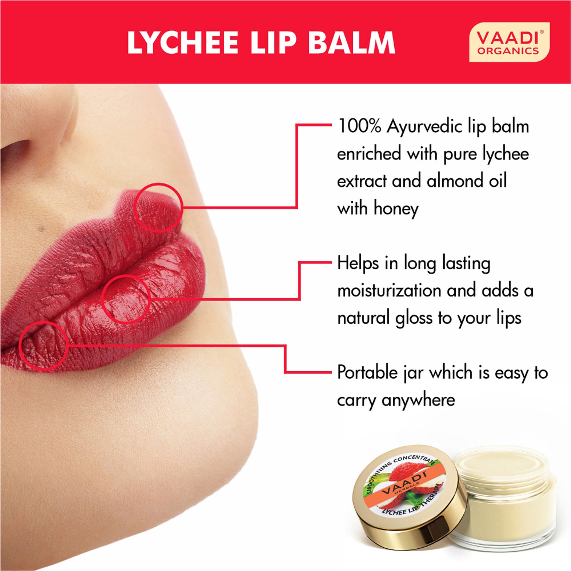 Vaadi Herbals Lychee Lip Therapy - Pack Of 3