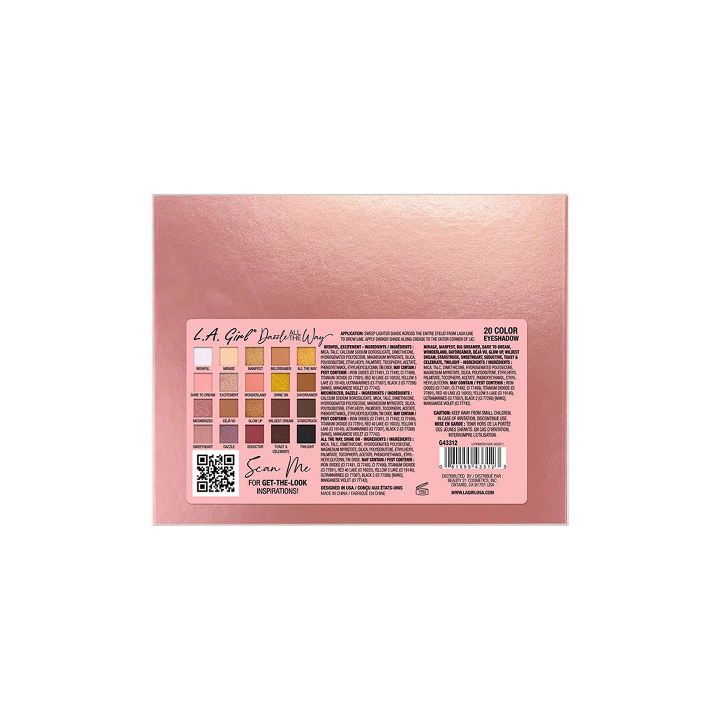 L.A. Girl Dazzle All The Way 20 Color Eye Shadow Palette