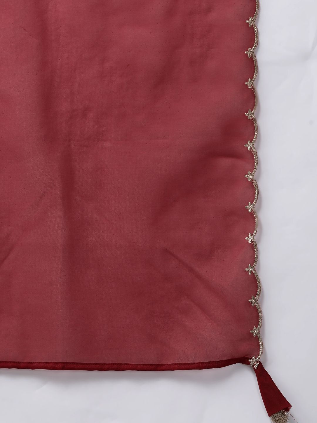 Indyancart IE Women Red Yoke Design Kurta with Trousers