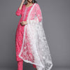 Dhiyona VA Women's Pink Bandhani Printed Gotta Patti Pure Cotton Kurta with Trousers & With Dupatta