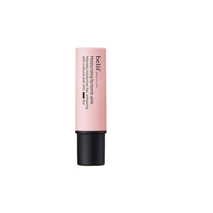 belif Moisturizing Korean Lip Bomb tinted lip mask with Shea Butter, pink color, smooths and hydrates dry lips.