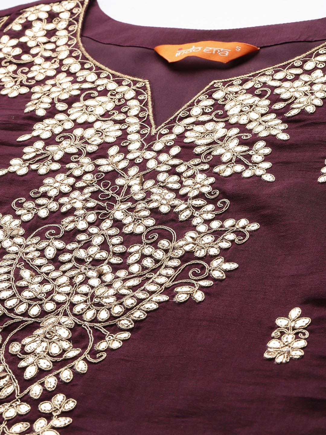 Indyancart IE Ethnic Motifs Embroidered Gotta Patti Kurta with Trousers & With Dupatta