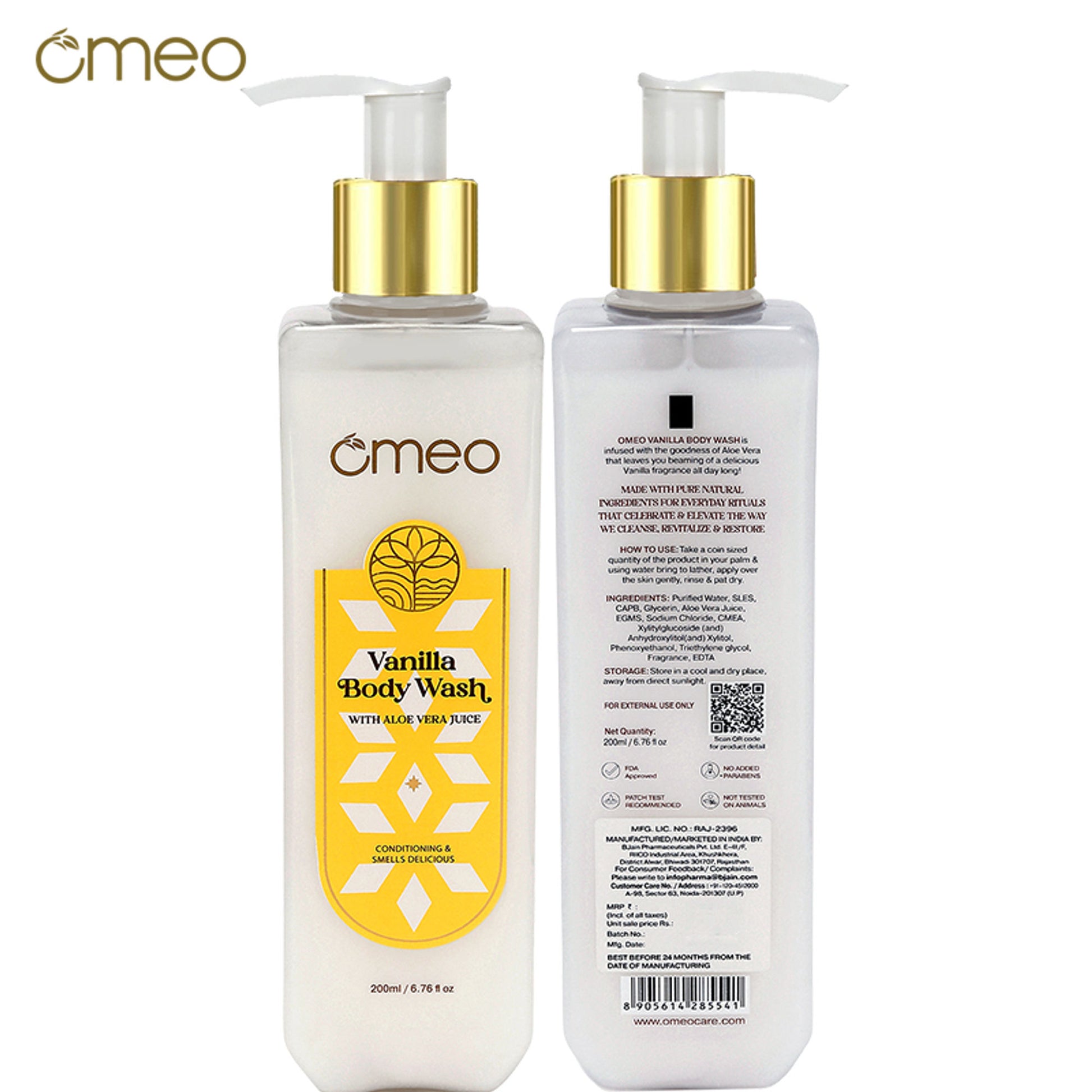 Omeo Vanilla Body Wash & Shower Gel With Aloe Vera, Daily Gentle Cleanser For Revitalized Skin