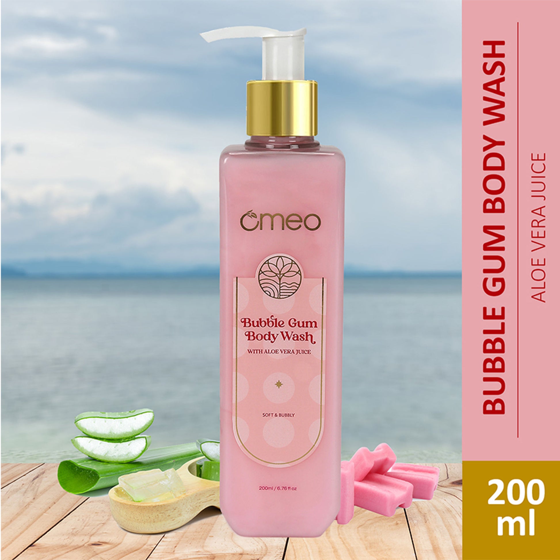 Omeo Bubble Gum Body Wash & Shower Gel Daily Gentle Cleaner, Fun & Refreshing For Soft & Fresh Skin