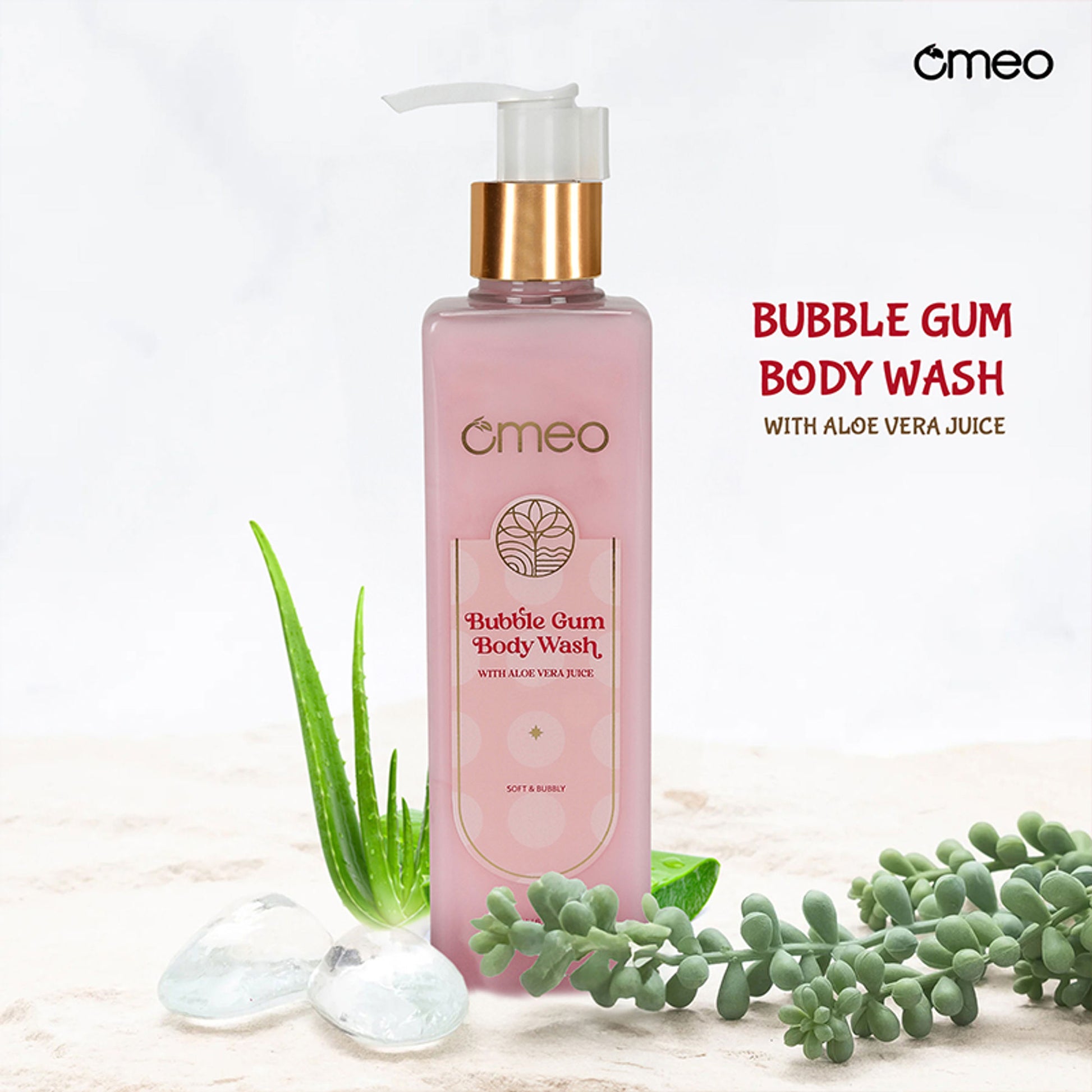 Omeo Bubble Gum Body Wash & Shower Gel Daily Gentle Cleaner, Fun & Refreshing For Soft & Fresh Skin